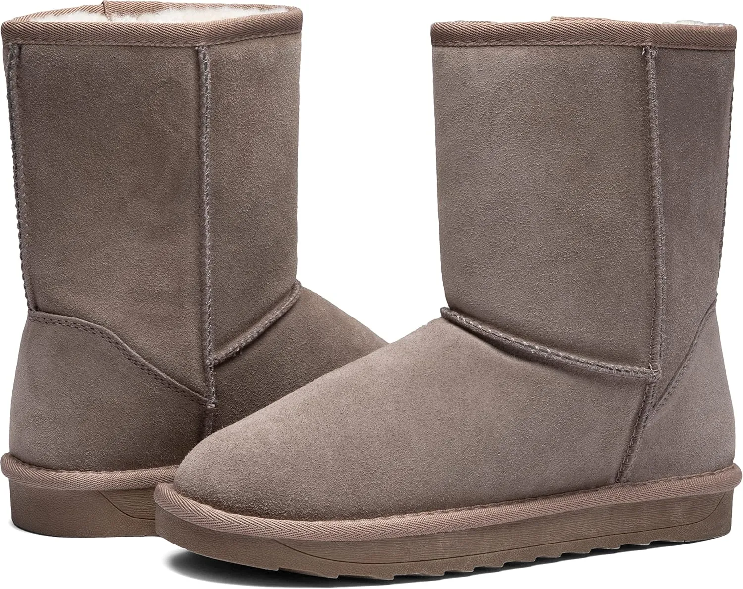 Vepose Women's Winter Snow Boots Warm Fur Mid Calf Tall Suede Fuzzy Slip on Shoes