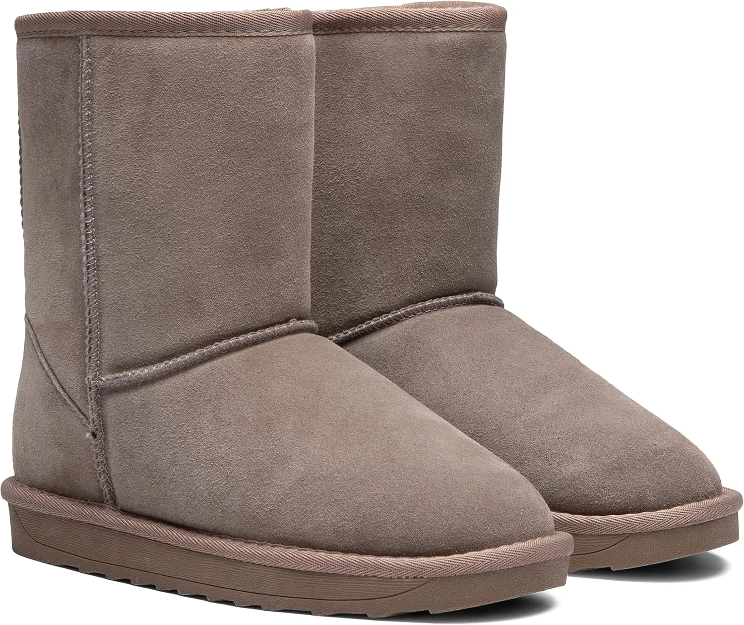 Vepose Women's Winter Snow Boots Warm Fur Mid Calf Tall Suede Fuzzy Slip on Shoes