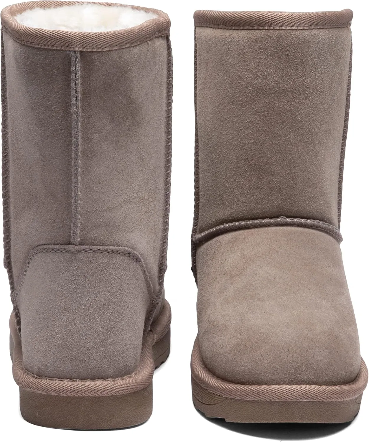 Vepose Women's Winter Snow Boots Warm Fur Mid Calf Tall Suede Fuzzy Slip on Shoes