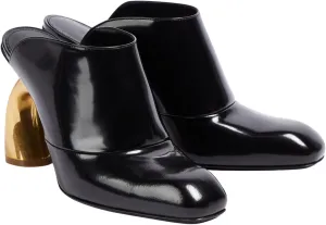 Vertundy Black Mules for Women Square Closed Toe Chunky Heel Pull On Heeled Sandals Pumps