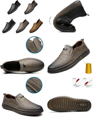 VIFOCUS Men's Loafers Slip-On Casual Leather Dress Shoes,Lightweight Comfort Non-Slip Ox Softsole for Business Driving Walking