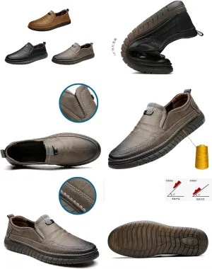 VIFOCUS Men's Loafers Slip-On Casual Leather Dress Shoes,Lightweight Comfort Non-Slip Ox Softsole for Business Driving Walking
