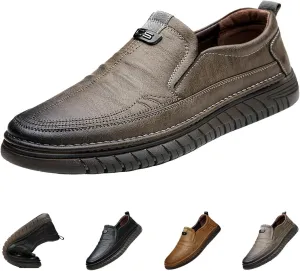 VIFOCUS Men's Loafers Slip-On Casual Leather Dress Shoes,Lightweight Comfort Non-Slip Ox Softsole for Business Driving Walking
