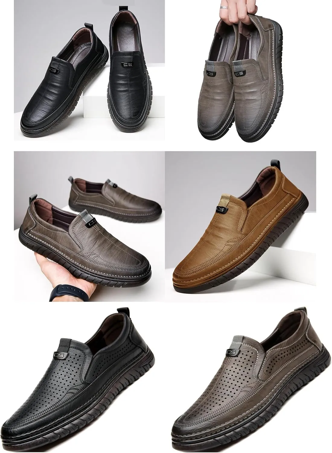 VIFOCUS Men's Loafers Slip-On Casual Leather Dress Shoes,Lightweight Comfort Non-Slip Ox Softsole for Business Driving Walking