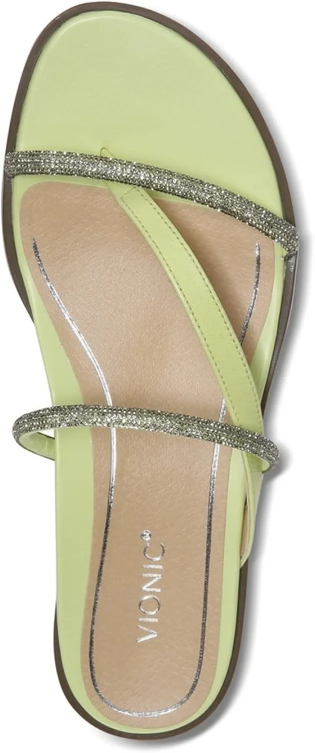 Vionic Women's Citrine Prism Flat Comfort Sandal- Supportive Slide Walking Sandals That Includes an Orthotic Insole and Cushioned Outsole for Arch Support, Medium and Wide Widths