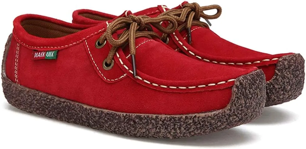 VOKLIN Women's Casual Driving Loafers Moccasins Lace Up Breathable Comfortable Flat Driver Oxfords Shoes