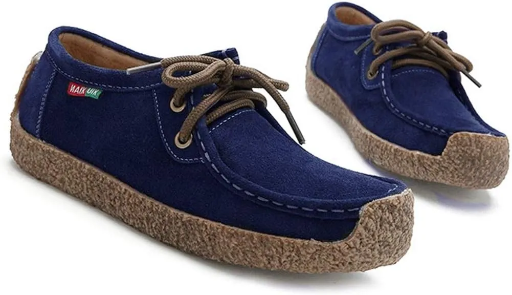 VOKLIN Women's Casual Driving Loafers Moccasins Lace Up Breathable Comfortable Flat Driver Oxfords Shoes