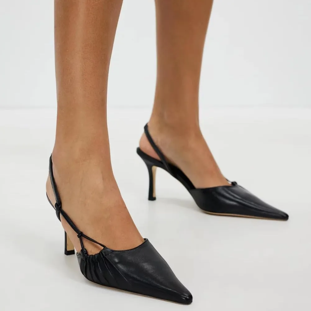 VOMIRA Kitten Heels Pointed Toe Heeled Sandals Backless Ankle Strap Stiletto High Heels Pumps Shoes Bridal Wedding Dress Sandals