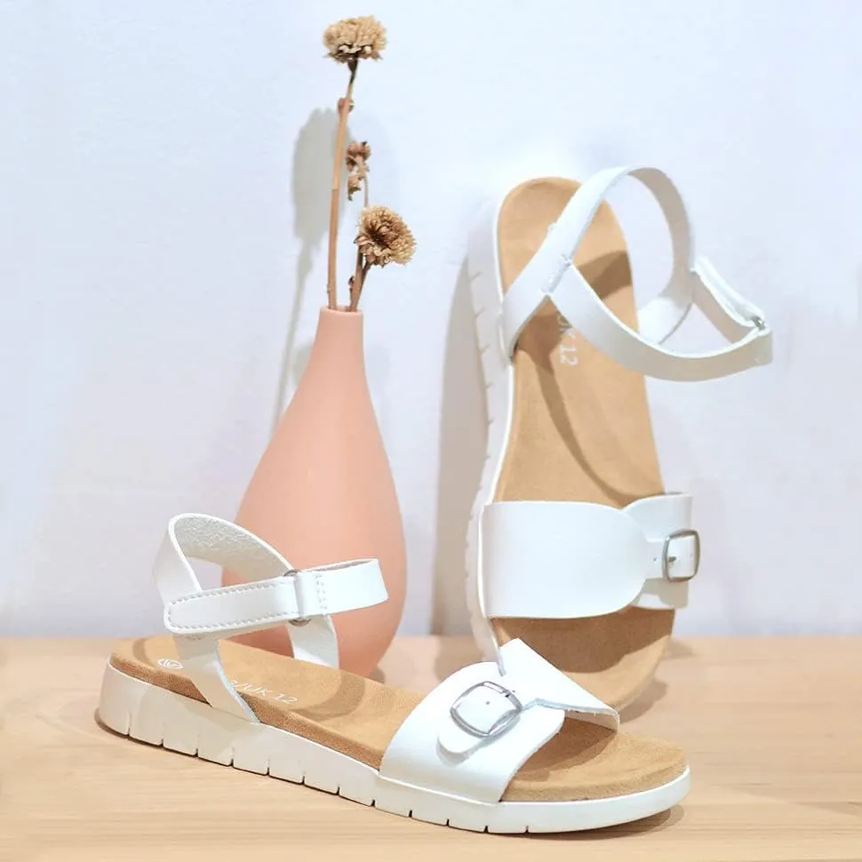 Vonair Girls Sandals Strappy Cute Flats Dress Sandals for Girls Kids Summer Shoes Open Toe with Hook Loop