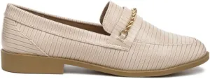 Vouse Low Block Loafers Adorned with Golden Chain