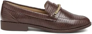 Vouse Low Block Loafers Adorned with Golden Chain