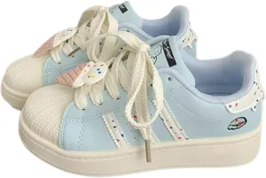 Walking Cute Sneakers for Women Shell Toe Lace Up Regular & Upgraded Versions Rubber Thick Sole Height Increase Walking Shoes
