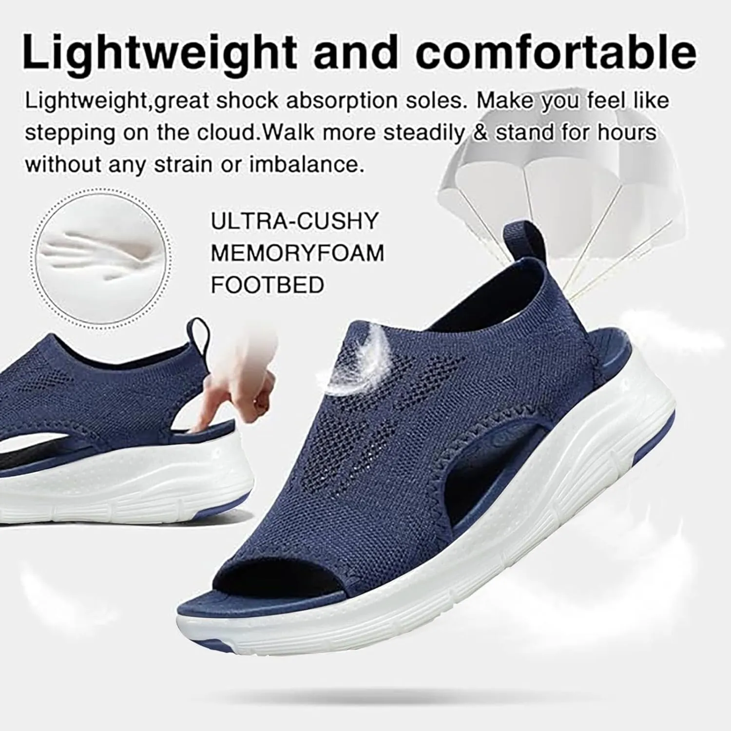 Walking Sandals for Women Platform Wedge with Arch Support Orthotic Comfortable Plantar Fasciitis Sandal Non-slip Casual Open Toe Sport Slip-Ons for Athletic Summer Beach Outdoor