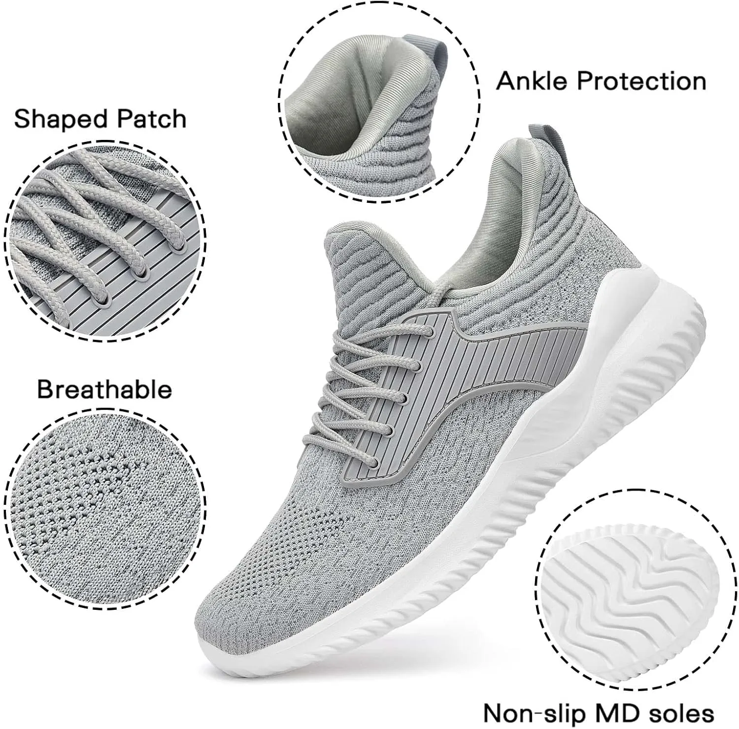 Walking Shoes for Men Sneakers - Memory Foam Tennis Running Shoes for Athletic Workout Gym Jogging Sports Lightweight Breathable Casual Sneakers
