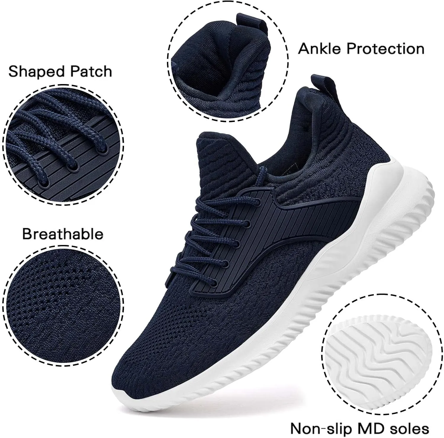 Walking Shoes for Men Sneakers - Memory Foam Tennis Running Shoes for Athletic Workout Gym Jogging Sports Lightweight Breathable Casual Sneakers