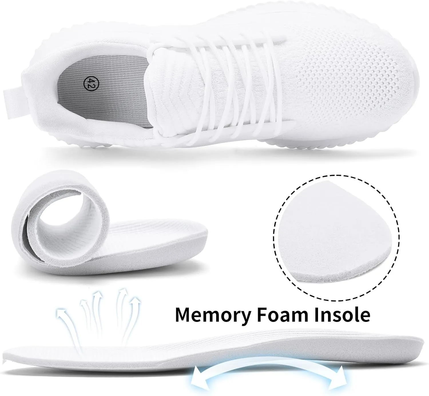 Walking Shoes for Men Sneakers - Memory Foam Tennis Running Shoes for Athletic Workout Gym Jogging Sports Lightweight Breathable Casual Sneakers