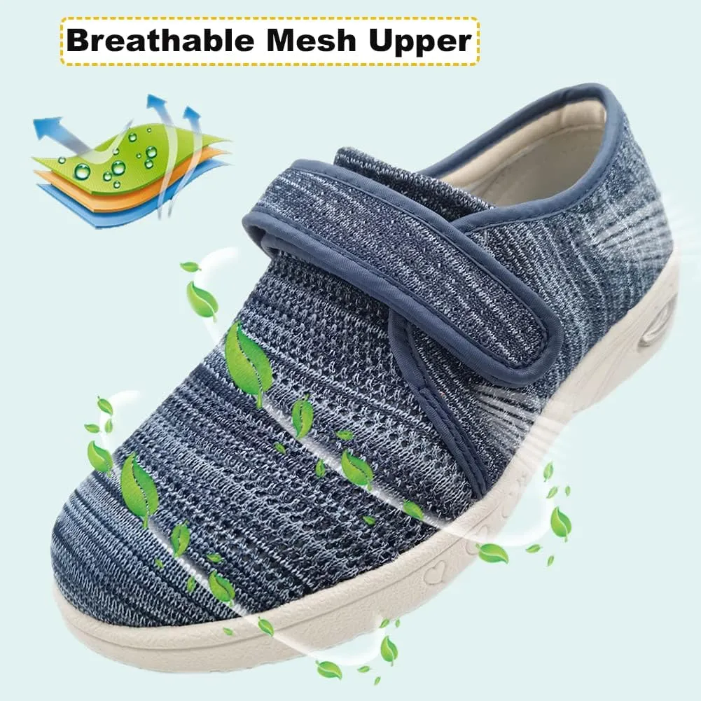 W&LESVAGO Breathable Lightweight Adjustable Diabetic Shoes Wide Width Air Cushion Walking Sneakers for Women Swollen Feet
