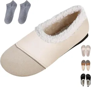 Warm and Luxurious Winter Leather Shoes for Women, Winter Warm Casual Shoes, Snow Boots Fur-Lined Slip on Warm Ankle