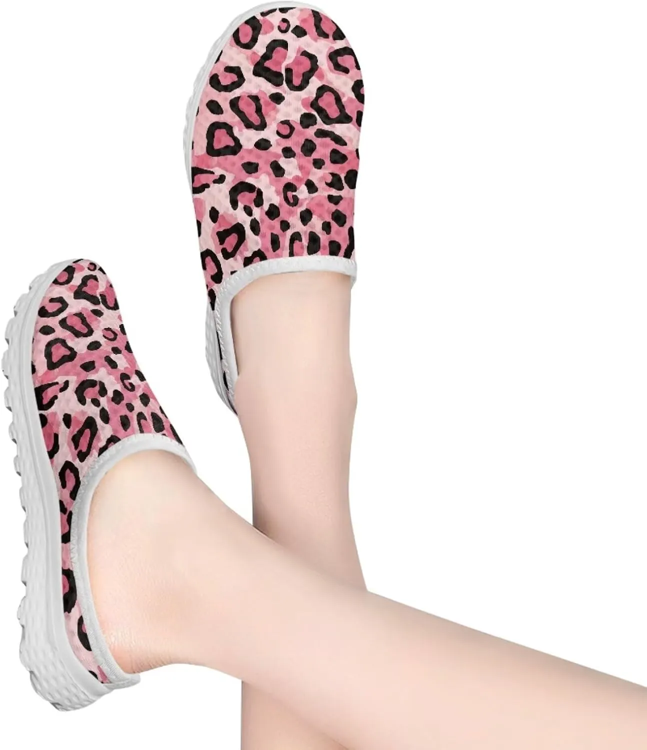 Water Shoes Mules for Women Mesh Shoes Womens Leopard Flats Barefoot Garden Footwear Lightweight Closed Toe Slides