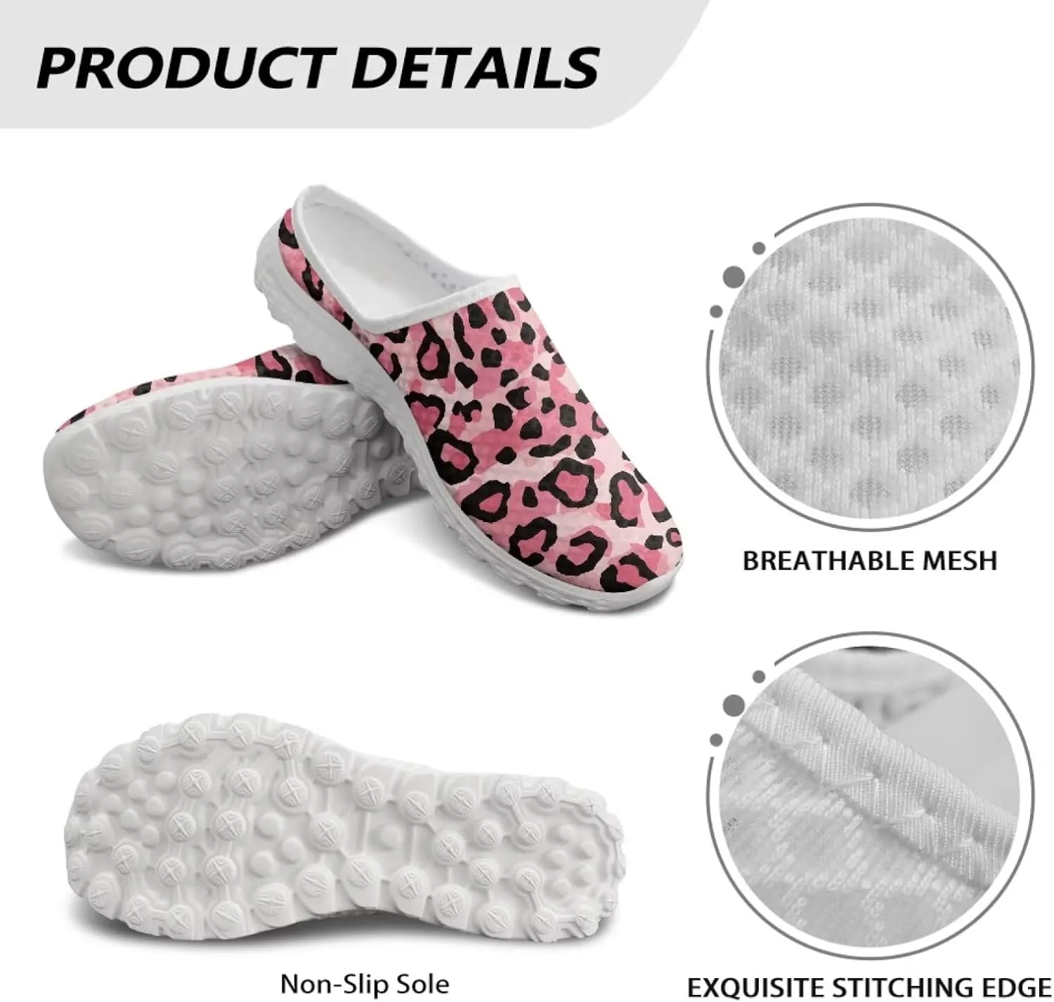 Water Shoes Mules for Women Mesh Shoes Womens Leopard Flats Barefoot Garden Footwear Lightweight Closed Toe Slides