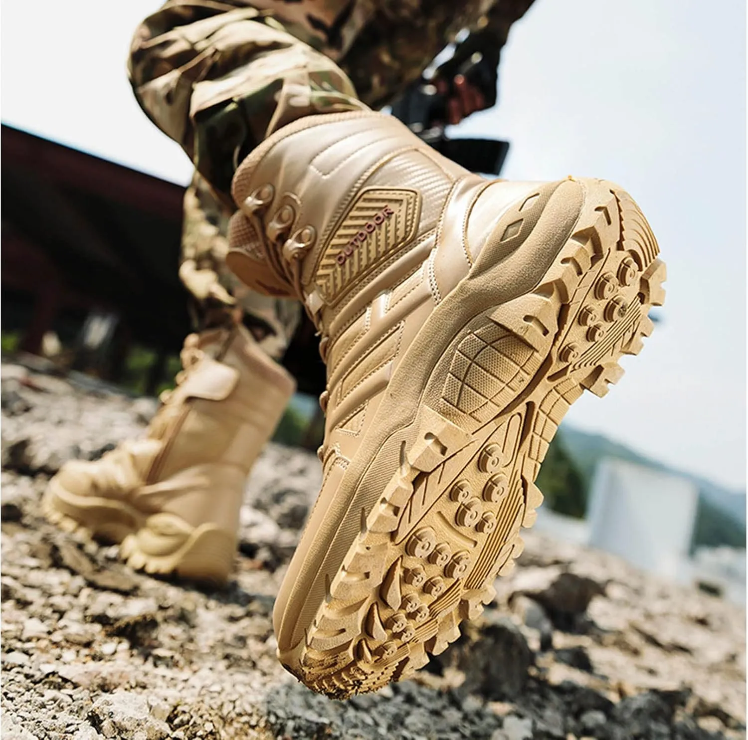 Waterproof Hiking Work Boots Men's Tactical Boots 8 Inches Lightweight Military Boots Breathable Desert Boots
