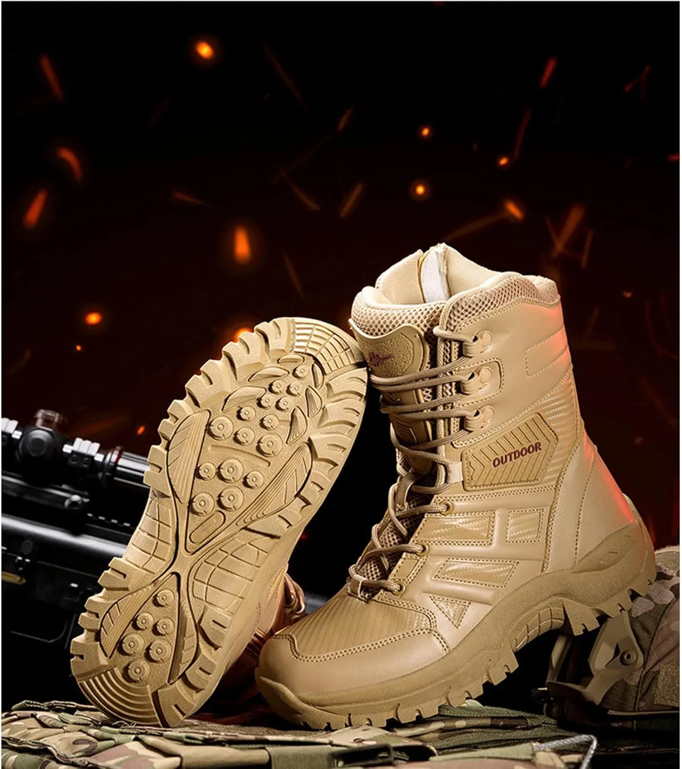Waterproof Hiking Work Boots Men's Tactical Boots 8 Inches Lightweight Military Boots Breathable Desert Boots