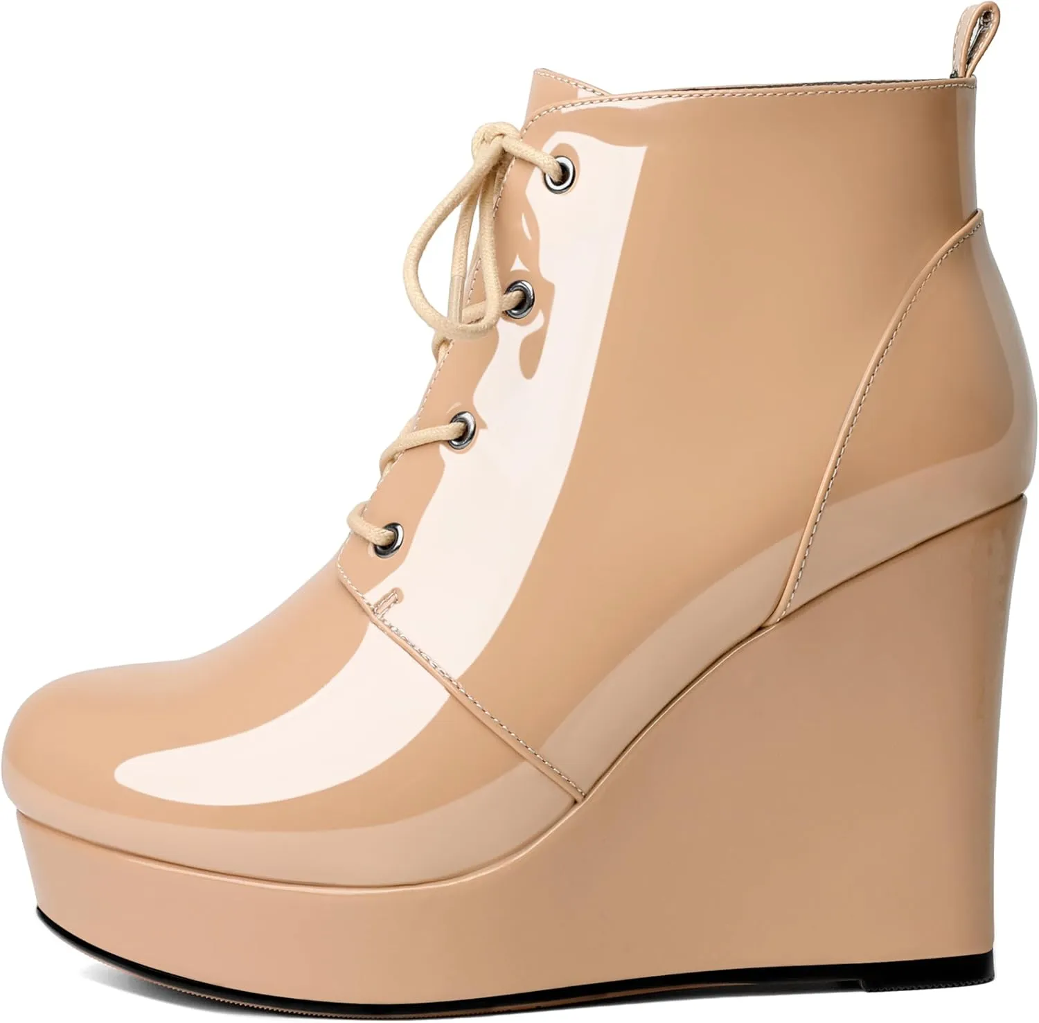 Wedge Ankle Boots Women's Platform Short Bootie Round Toe Lace up Wedge Heels Boots 4 Inch Warm Dress Boots for Party Evening Shoes