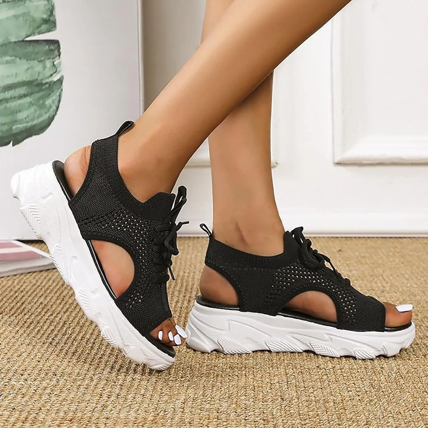 Wedge Orthopedic Sandals for Women Comfortable Open Toe Walking Sandals Ankle Strap Wide Width Platform Wedge