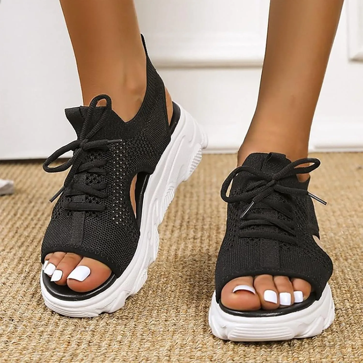 Wedge Orthopedic Sandals for Women Comfortable Open Toe Walking Sandals Ankle Strap Wide Width Platform Wedge