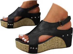 Wedge Sandals for Women 2025 Dressy Platform Open Toe Ankle Strap Espadrilles Wedge Heels Sandals Comfortable Wide Width Boho Summer Beach Sandals Ladies Wedges