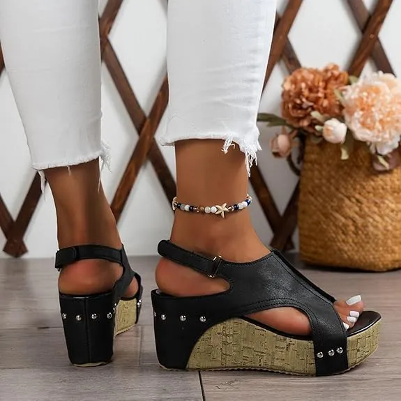 Wedge Sandals for Women 2025 Dressy Platform Open Toe Ankle Strap Espadrilles Wedge Heels Sandals Comfortable Wide Width Boho Summer Beach Sandals Ladies Wedges