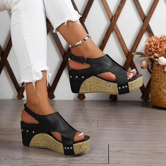 Wedge Sandals for Women 2025 Dressy Platform Open Toe Ankle Strap Espadrilles Wedge Heels Sandals Comfortable Wide Width Boho Summer Beach Sandals Ladies Wedges
