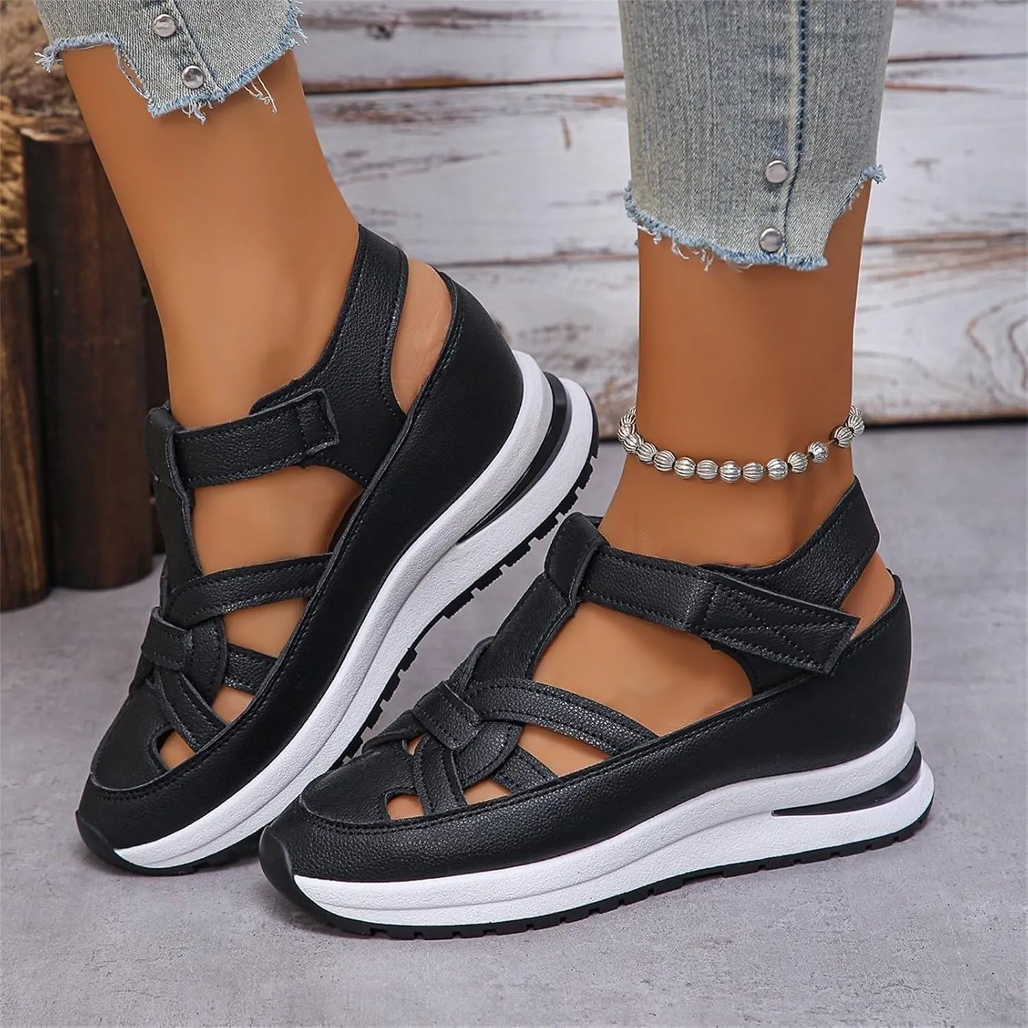 Wedge Sandals for Women Ankle Strap High Heel Platform Open Toe Walking Shoes Cross Band Comfort Wear Dressy Summer Casual Espadrille 2025 Fashion Breathable Comfortable Sandal Wedges