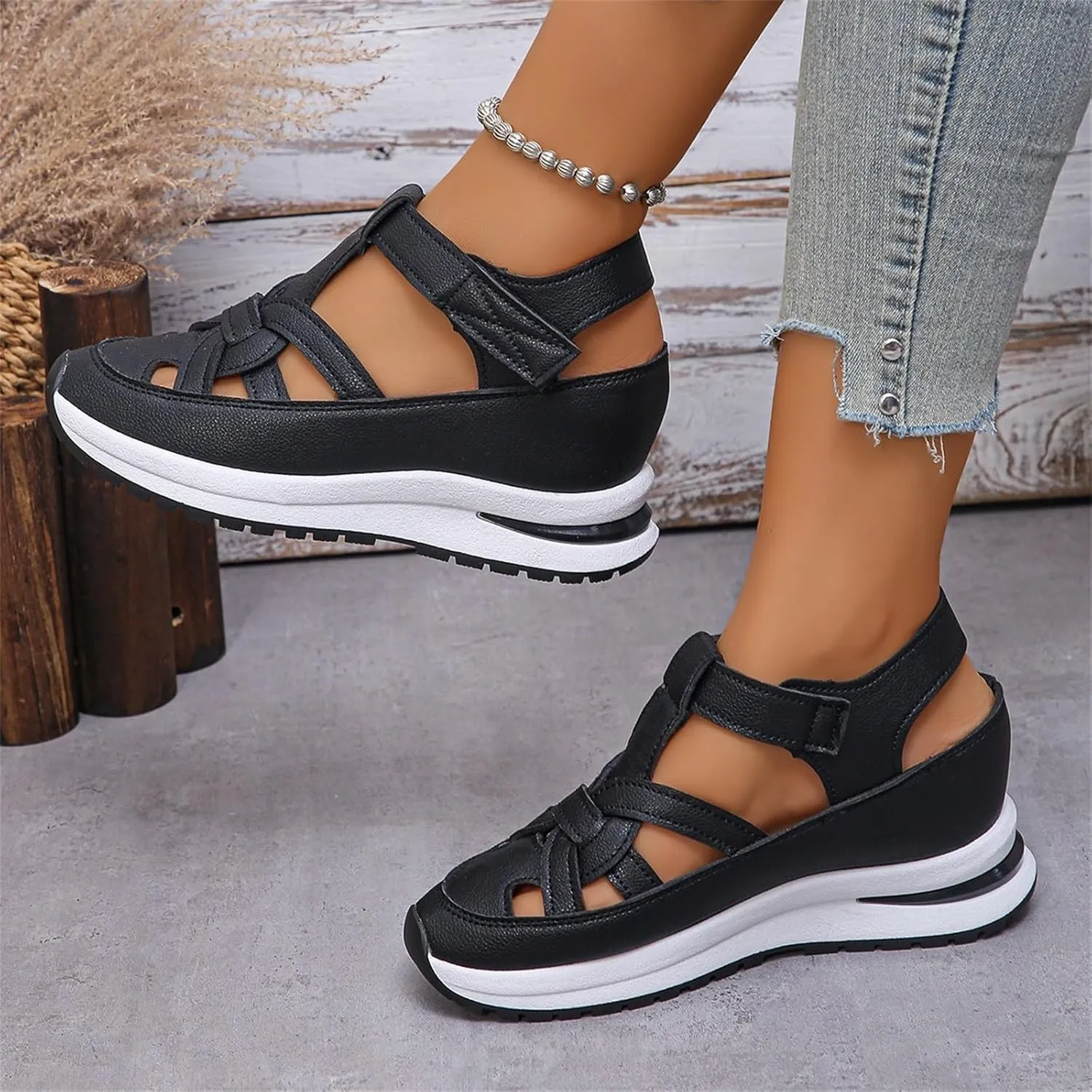 Wedge Sandals for Women Ankle Strap High Heel Platform Open Toe Walking Shoes Cross Band Comfort Wear Dressy Summer Casual Espadrille 2025 Fashion Breathable Comfortable Sandal Wedges