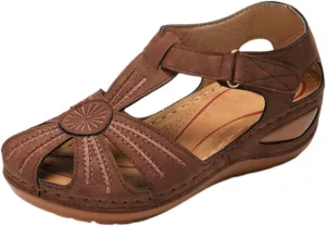 Wedge Sandals for Women Closed Toe Comfortable Dressy Shoes Summer Platform Summer Beach Bohemia Ankle Strap Causal Ladies Wedges Casual Hollow Out Orthopedic Comfy Gladiator Slip On Sandal
