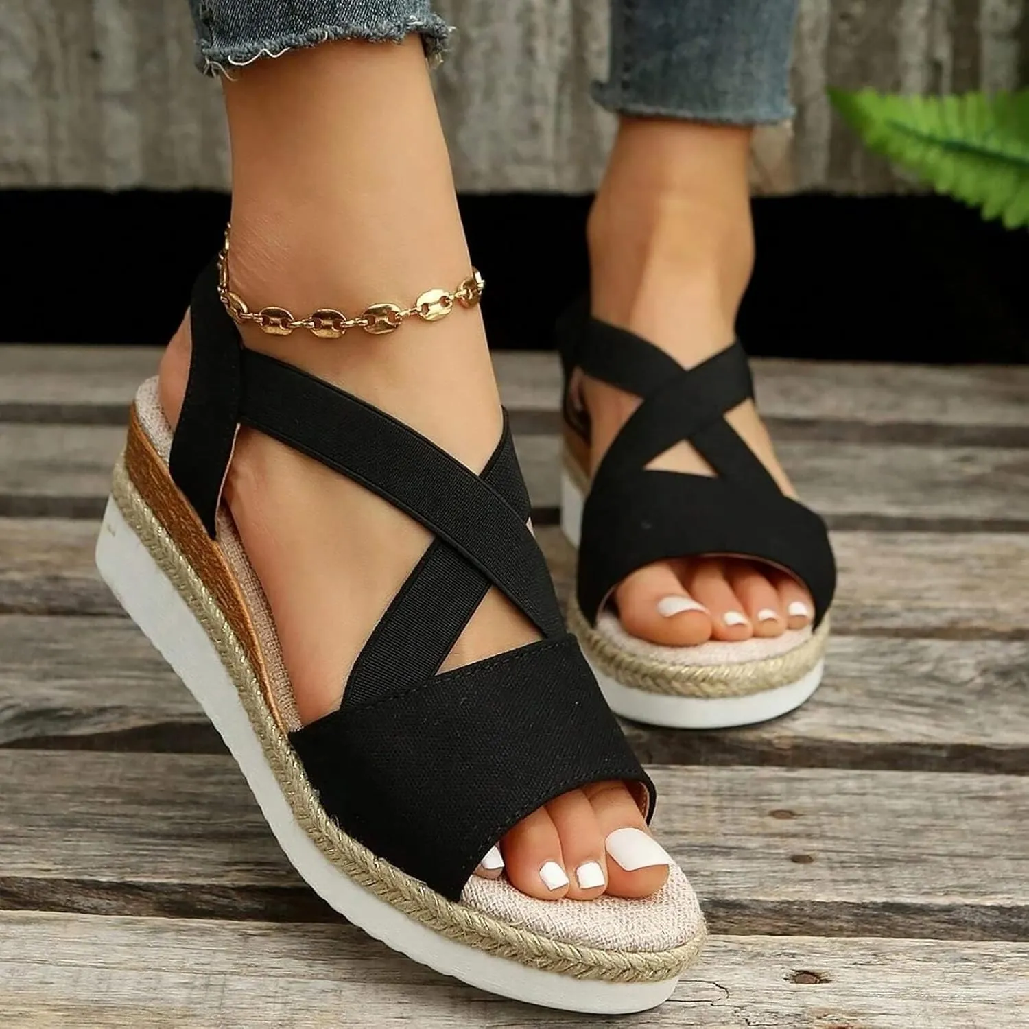 Wedge Sandals for Women, Espadrilles Women Open Toe Ankle Strap Heels Dressy Summer Platform Comfortable Slip on Walking Wedges 2025 Espadrille Casual Orthopedic Dress Shoes Buckle Beach