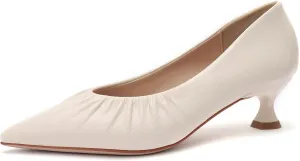 WENJIAZHIZHI Women's Pointed Toe Kitten Low Heels for Women Wedding Dressy Closed Toe Slip-On Loafers Pumps Shoes