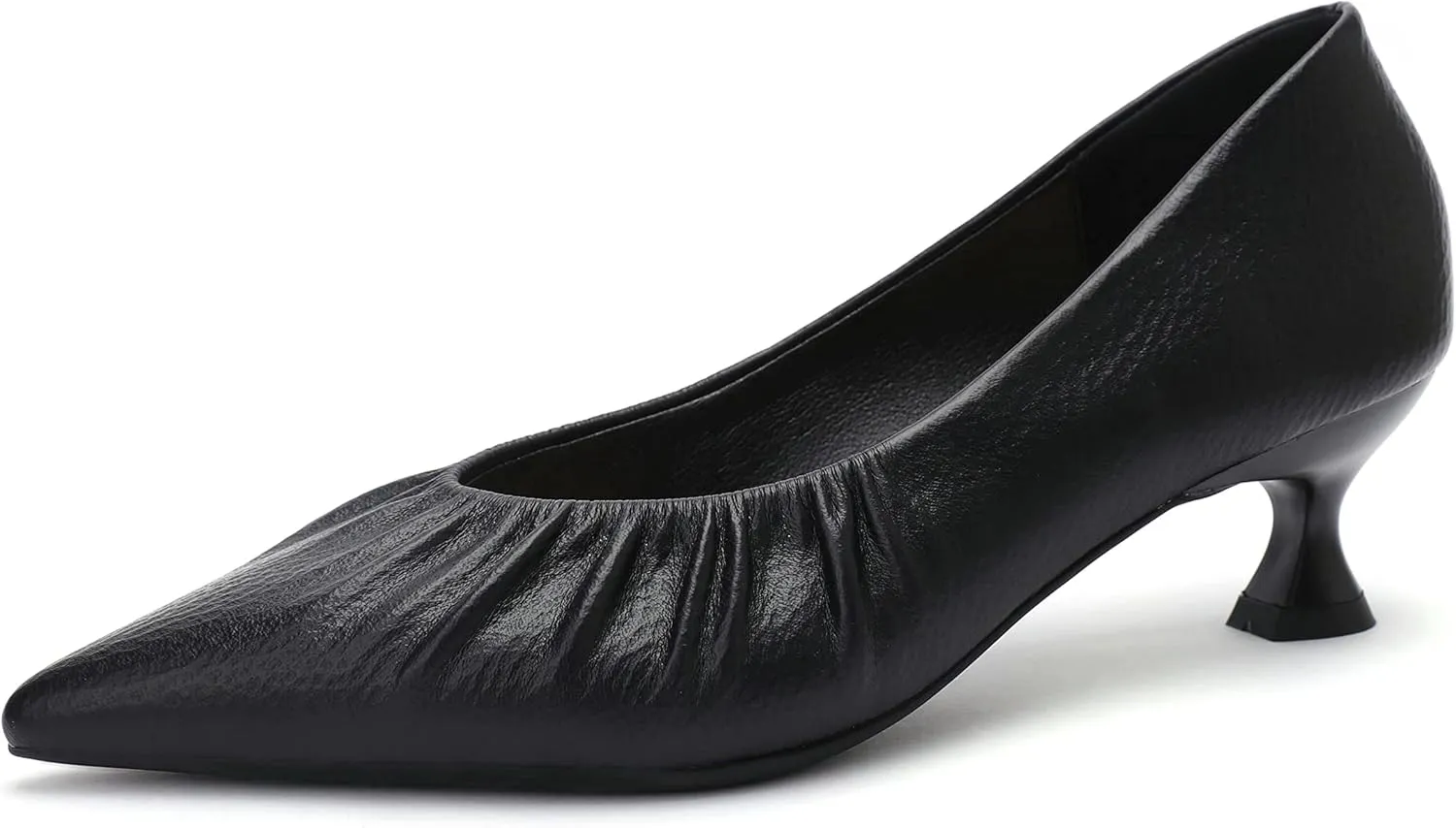 WENJIAZHIZHI Women's Pointed Toe Kitten Low Heels for Women Wedding Dressy Closed Toe Slip-On Loafers Pumps Shoes