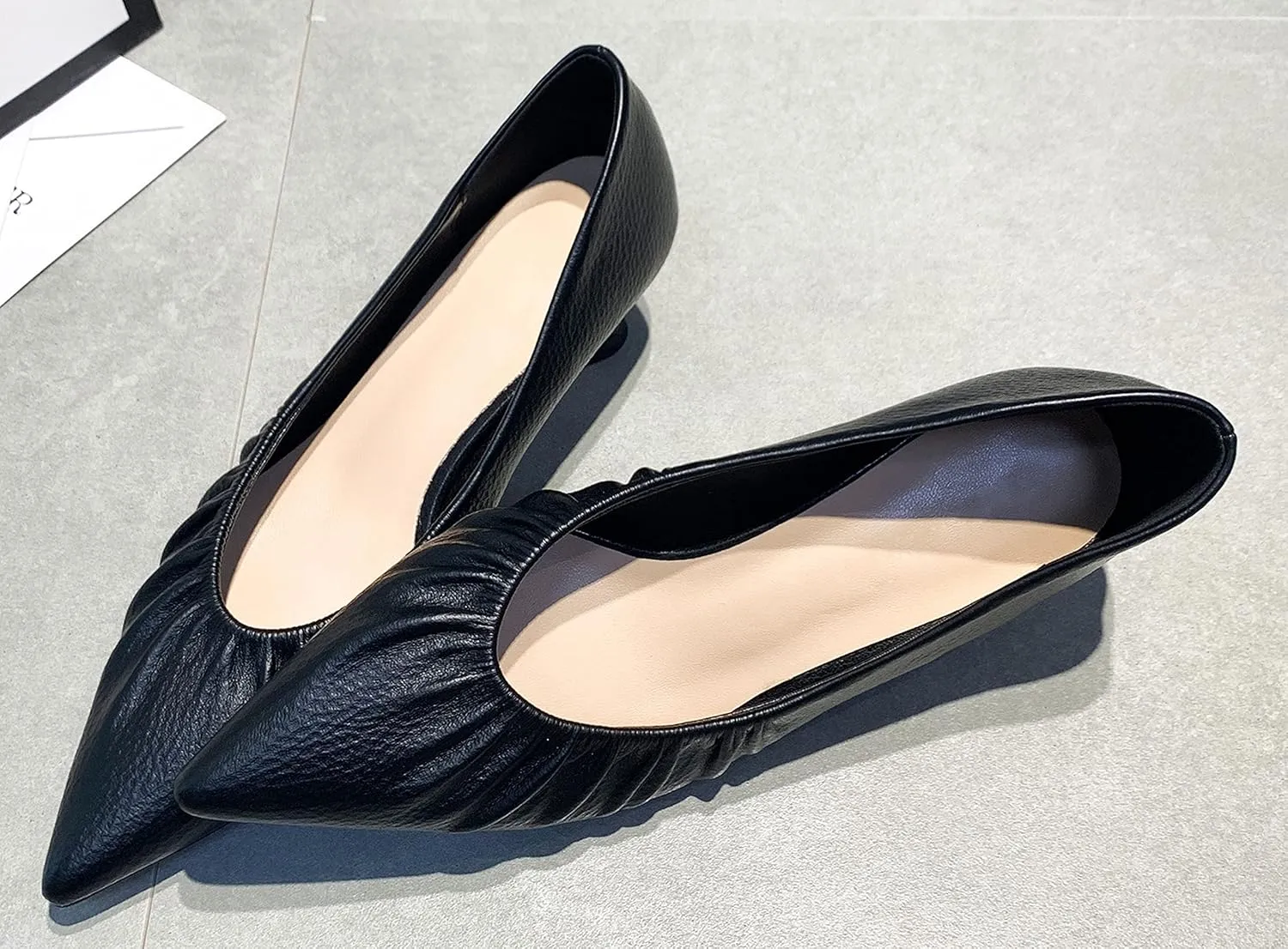 WENJIAZHIZHI Women's Pointed Toe Kitten Low Heels for Women Wedding Dressy Closed Toe Slip-On Loafers Pumps Shoes