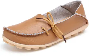 WERWAES Casual Womens Loafers Comfortable Leather Penny Flats Slip on Loafers Breathable Lightweight Driving Classic Moccasins Loafer Shoes for Womens