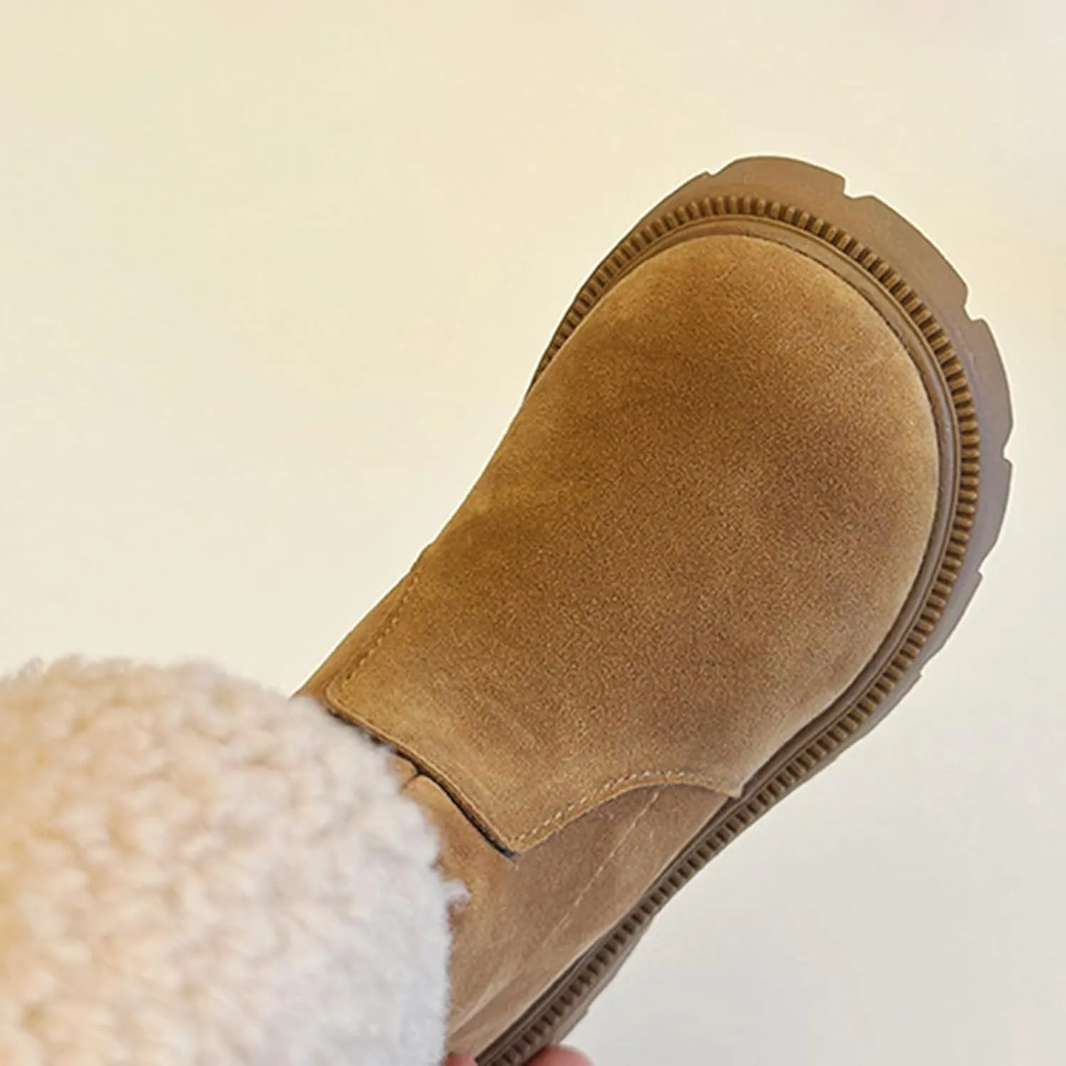 Western Cowboy Fuzzy Boots For Kids Soft Warm Outdoor Ski Snow Shoes Toddler Ankle Non Slip Fashion Comfy Booties