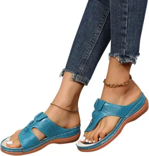 Wide Sandals For Women Wide Width Toe Ring Orthopedic Arch Support Wedge Flip Flops Summer Casual Beach Slippers