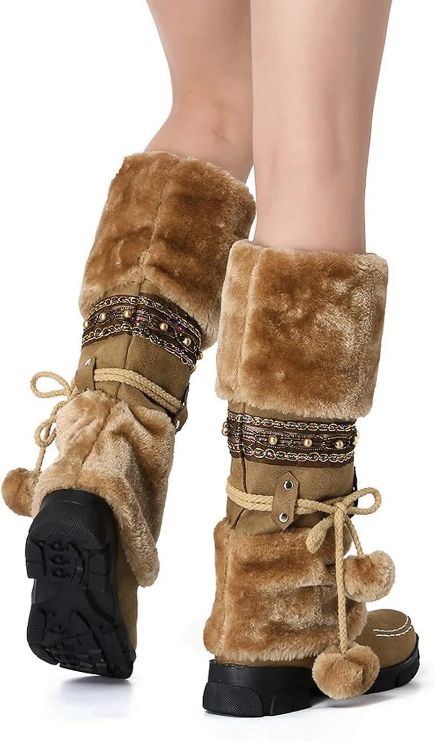 Winter Boots for Women Snow Waterproof Shoes Walking Comfortable Hiking Tennis Booties Furry Mid Calf Warm Lightweight