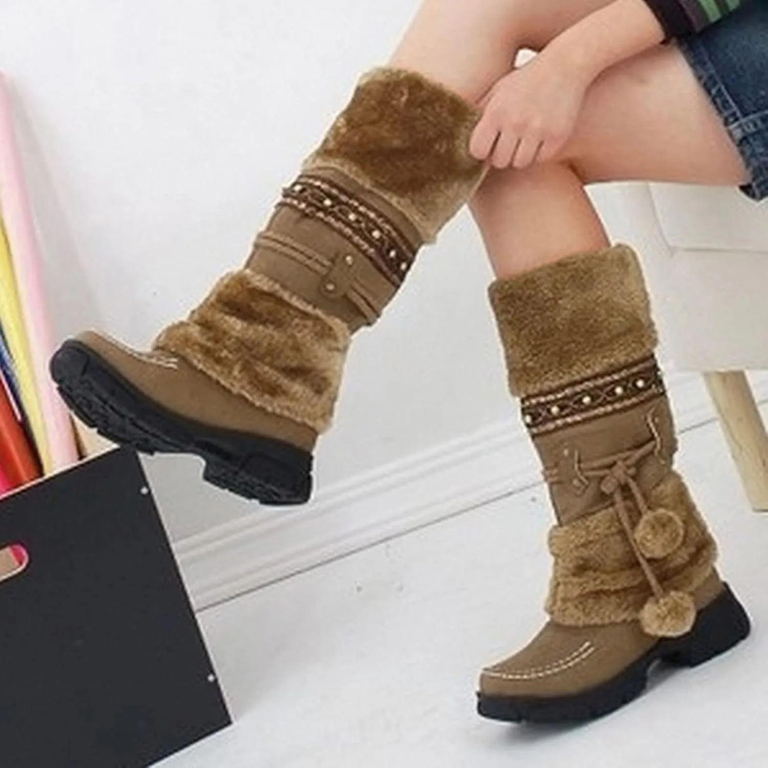 Winter Boots for Women Snow Waterproof Shoes Walking Comfortable Hiking Tennis Booties Furry Mid Calf Warm Lightweight
