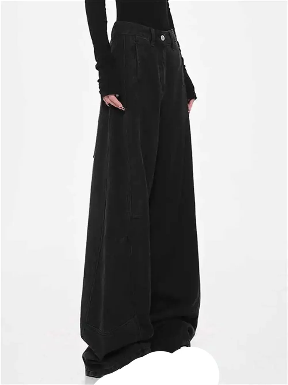 Woman Flare Low Rise Cargo Baggy Wide Leg Trousers Vintage Casual Jeans