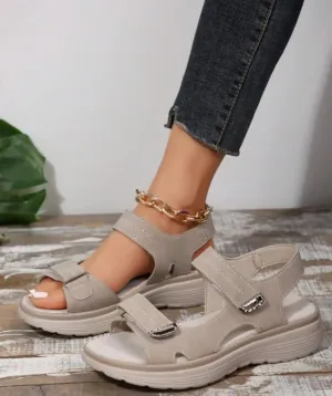 Women 2025 Sports Platform Summer Casual Sandals Hook Loop Orthopedic Slide Comfortable Fashion Walking Sandals with Arch Support Wide Width A-Grey,9