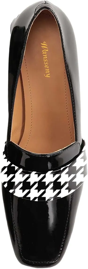 Women Classic Block Low Heel Slip On Loafers Comfy Square Toe Ladies Daily Commuting Casual Shoes Size 4-16 US