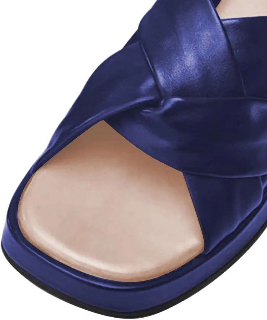 Women Classic Soft Insole Open Toe Platform Wedge Mules Slip on Casual Daily Indoor Outdoor Slide Sandals Size 4-16 US