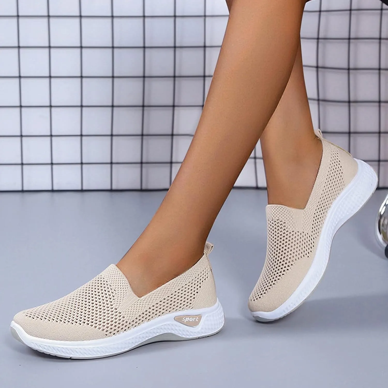Women Comfortable Slip On Shoes Casual Walking Sneakers Lightweight Canvas Flats Non Slip Breathable Loafers