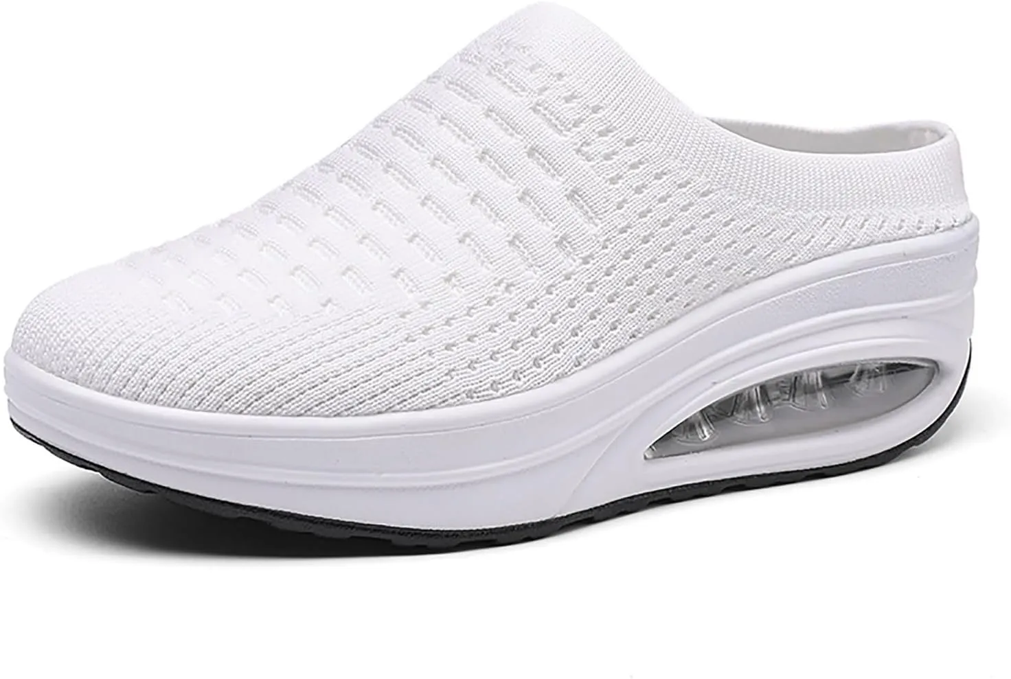 Women Fashion Mules Platfom Knit Open Back Sneakers Outdoor Slides Sandals Lightweight Walking Shoes
